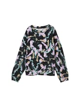 TOM TAILOR DENIM Damen Gemustertes Sweatshirt, schwarz, Batikmuster / Tie-Dye Effekt, Gr. S