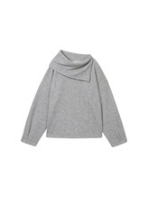 TOM TAILOR Damen Sweatshirt mit asymmetrischem Kragen, grau, Meliert, Gr. M