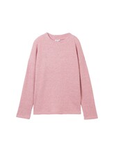 TOM TAILOR Damen Sweatshirt mit Waffelstruktur, rosa, Melange Optik, Gr. L