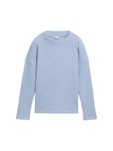 TOM TAILOR Damen Sweatshirt mit Waffelstruktur, blau, Meliert, Gr. L