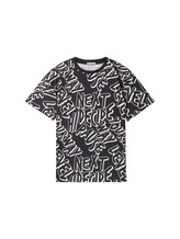 TOM TAILOR Jungen Oversized T-Shirt mit Bio-Baumwolle, schwarz, Allover Print, Gr. 152