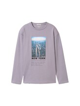 TOM TAILOR Jungen Oversized Langarmshirt mit Print, lila, Uni, Gr. 128