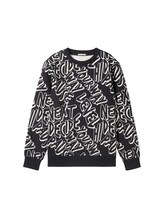 TOM TAILOR Jungen Print Sweatshirt mit Bio-Baumwolle, schwarz, Allover Print, Gr. 140