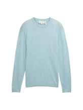 TOM TAILOR Herren Strickpullover aus Merinowolle, blau, Uni, Gr. M