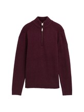 TOM TAILOR Herren Troyer Pullover mit Ripp-Details, rot, Uni, Gr. L