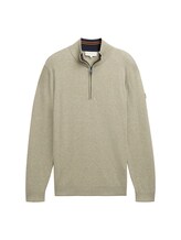 TOM TAILOR Herren Troyer Strickpullover, grün, Meliert, Gr. M