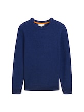 TOM TAILOR Herren Strickpullover mit Struktur, blau, Meliert, Gr. S