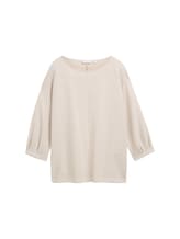 TOM TAILOR Damen Loose Fit 3/4 Arm Shirt, weiß, Uni, Gr. L