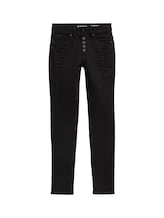 TOM TAILOR Damen Kate Slim Jeans mit Knopfleiste, schwarz, Uni, Gr. 31/30