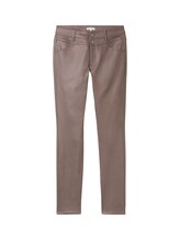 TOM TAILOR Damen Coated Alexa Skinny Jeans in Leder-Optik, braun, Uni, Gr. 31/32