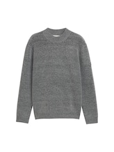 TOM TAILOR Herren Strickpullover mit Stehkragen, grau, Meliert, Gr. XXXL