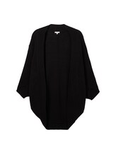 TOM TAILOR Damen Oversized Cape-Cardigan, schwarz, Uni, Gr. ONESIZE