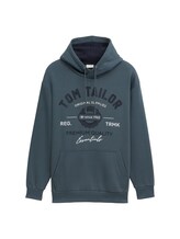 TOM TAILOR Herren Plus - Hoodie mit Logo Print, blau, Logo Print, Gr. 2XL