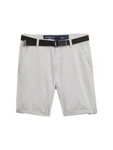 TOM TAILOR DENIM Herren Regular Fit Chino Shorts mit Gürtel, grau, Uni, Gr. M