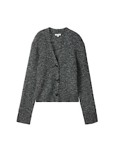 TOM TAILOR Damen Strickjacke in Melange Optik, schwarz, Meliert, Gr. L