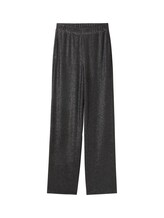 TOM TAILOR DENIM Damen Lurex Palazzo Hose, schwarz, Uni, Gr. M