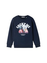 TOM TAILOR Mädchen Sweatshirt mit Motivprint, blau, Uni, Gr. 128/134