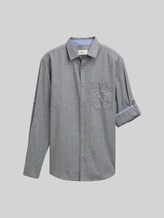TOM TAILOR Herren Regular Fit Hemd mit verstellbarer Ärmellänge, blau, Uni, Gr. S