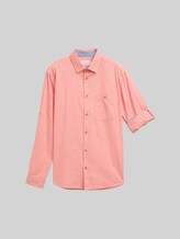 TOM TAILOR Herren Regular Fit Hemd mit verstellbarer Ärmellänge, rot, Uni, Gr. S