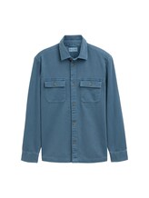 TOM TAILOR Herren Twill Overshirt aus Baumwolle, blau, Uni, Gr. XXXL