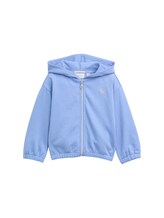 TOM TAILOR Mädchen Cropped Hoodie Sweatjacke mit Stickerei, blau, Uni, Gr. 116/122