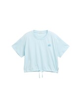 TOM TAILOR Mädchen Cropped T-Shirt mit Kordelzug, grün, Uni, Gr. 128