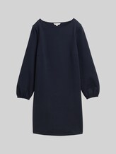 TOM TAILOR Damen Knielanges Kleid mit Struktur, blau, Uni, Gr. 34