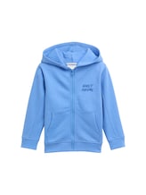 TOM TAILOR Jungen Hoodie Sweatjacke mit Print, blau, Uni, Gr. 128/134