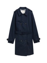 TOM TAILOR Damen Basic Trenchcoat, blau, Uni, Gr. L