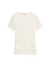 TOM TAILOR DENIM Damen T-Shirt in Knitter-Optik, weiß, Uni, Gr. S