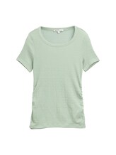 TOM TAILOR DENIM Damen T-Shirt in Knitter-Optik, grün, Uni, Gr. XS