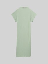 TOM TAILOR DENIM Damen Midi-Kleid mit Stehkragen, grün, Uni, Gr. M