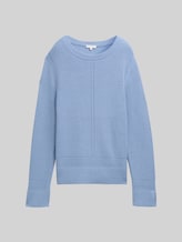 TOM TAILOR Damen Strickpullover mit Schlitz-Details, blau, Uni, Gr. XXL