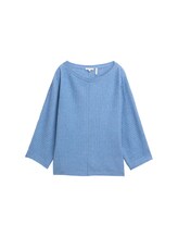 TOM TAILOR Damen Loose Fit Strickpullover, blau, Meliert, Gr. XS