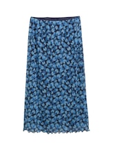 TOM TAILOR DENIM Damen Mesh Midi-Rock, blau, Geblümt, Gr. S