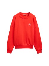 TOM TAILOR DENIM Damen Loose Fit Sweatshirt, rot, Uni, Gr. M