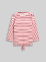 TOM TAILOR Damen Langarmshirt mit Knopf-Details, rosa, Gestreift, Gr. M