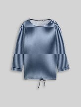 TOM TAILOR Damen Langarmshirt mit Knopf-Details, grün, Gestreift, Gr. XS
