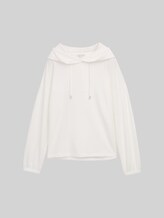 TOM TAILOR Damen Langarmshirt mit Kapuze, weiß, Uni, Gr. M