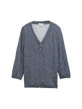 TOM TAILOR Damen Crinkle Blusenshirt, blau, Gemustert, Gr. XXXL