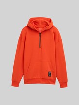 TOM TAILOR DENIM Herren Relaxed Fit Hoodie Sweatshirt mit Reißverschluss, orange, Uni, Gr. S