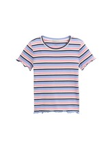 TOM TAILOR Mädchen Ripp T-Shirt mit Streifenmuster, blau, Gestreift, Gr. 92/98