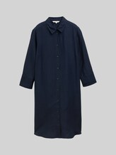 TOM TAILOR Damen Blusenkleid mit Leinenanteil, blau, Uni, Gr. 36
