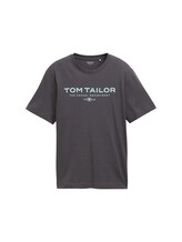 TOM TAILOR Herren T-Shirt aus Baumwolle mit Logo-Print, schwarz, Uni, Gr. XL