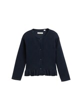 TOM TAILOR Mädchen Ajour-Cardigan mit Herzmuster, blau, Uni, Gr. 128/134