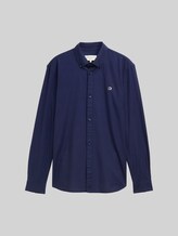 TOM TAILOR DENIM Herren Oxford Hemd mit Logo-Stickerei, blau, Uni, Gr. S