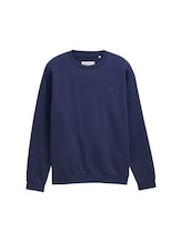 TOM TAILOR DENIM Herren Sweatshirt mit Logo-Print, blau, Uni, Gr. S