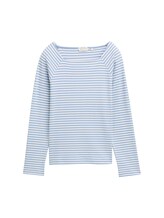 TOM TAILOR Damen Langarmshirt mit Streifenmuster, blau, Gestreift, Gr. XXXL