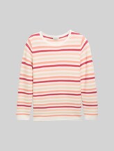 TOM TAILOR Damen Plus Size - Strickpullover mit Bio-Baumwolle, orange, Gestreift, Gr. 46