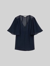 TOM TAILOR Damen Chiffon Bluse, blau, Uni, Gr. 34
